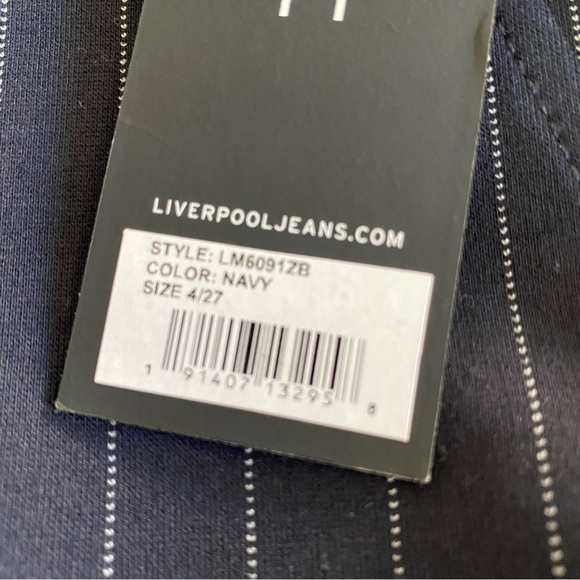 Liverpool Navy Pinstripe Pencil Skirt, 4/27 - Picture 13 of 13